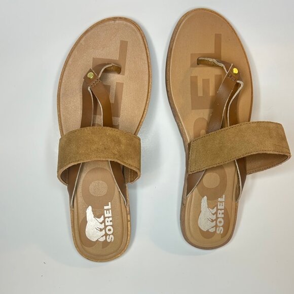 Sorel Shoes - Sorel Ella II Easy Flip Sandals • Tan Leather - size 9.5